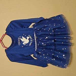 Cat &Jack‎ Baby Girls Peace Love & Light Long-Sleeves Tulle Dress Size 18m Blue